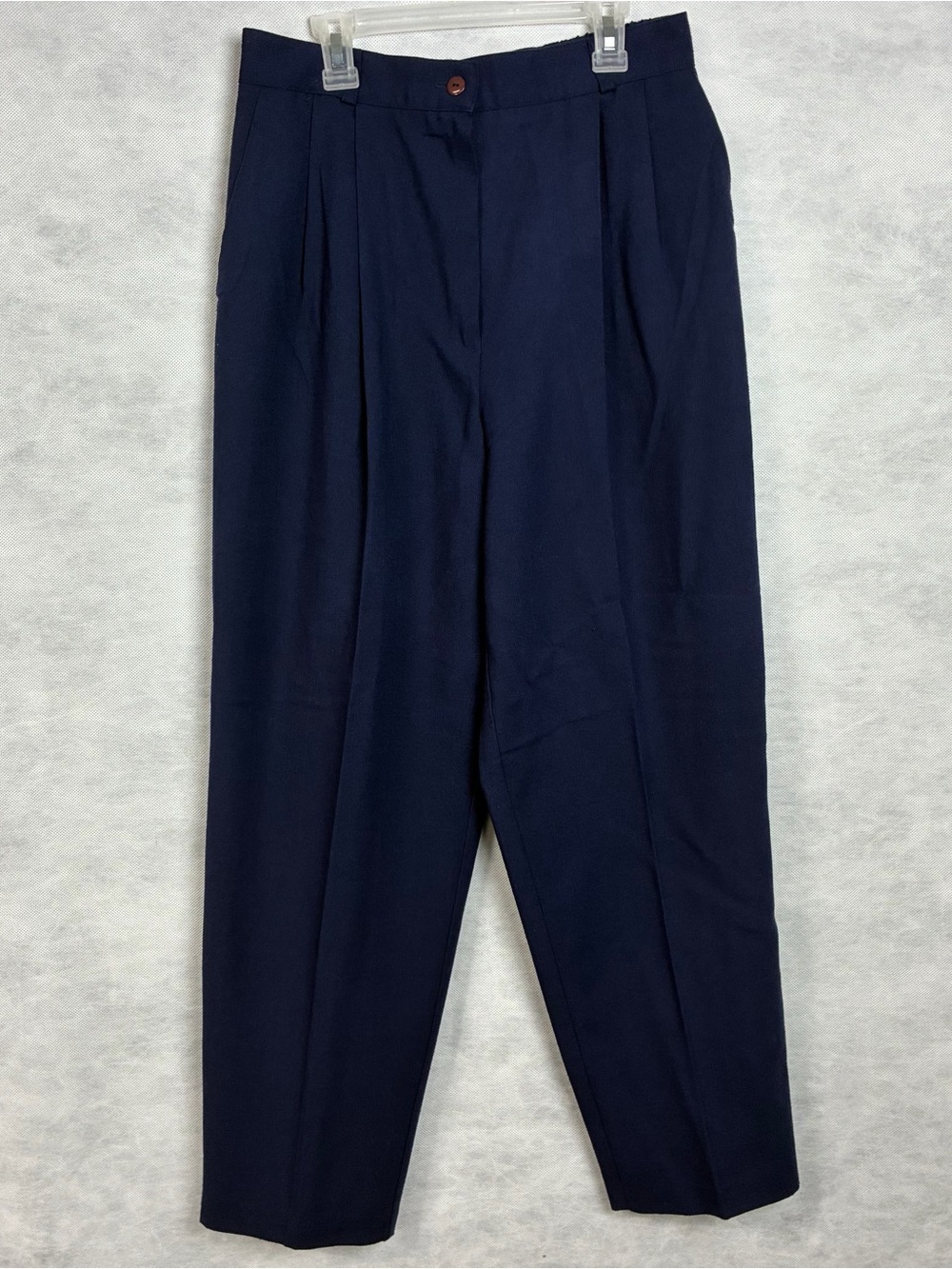 Vintage Womens Pleated Pants Sz 12 Navy Requirements Elastic Waist Sides Flaw